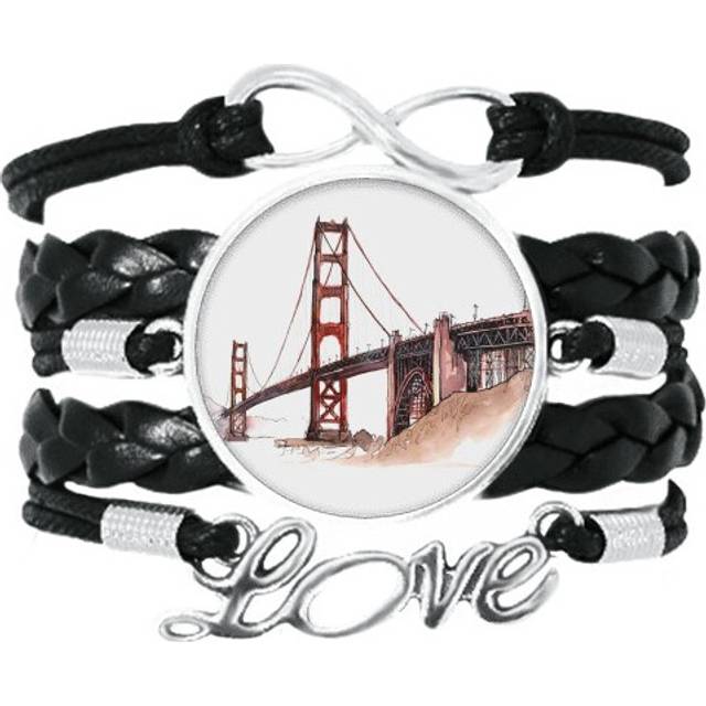 en gate bridge in america california bracelet love accessory twisted leather knitting  wristband