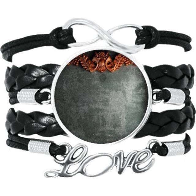 grey cement mahogany ornament pattern bracelet love accessory twisted leather knitting wristband