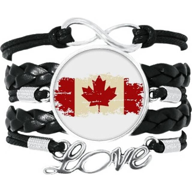 canandian flag and maple  bracelet love accessory twisted leather knitting  wristband