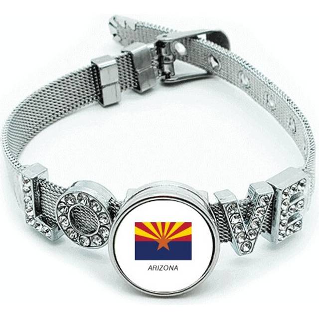 American State Flag Contour Arizona Bracelet Wristband Crystal Love Adjustable Bangle