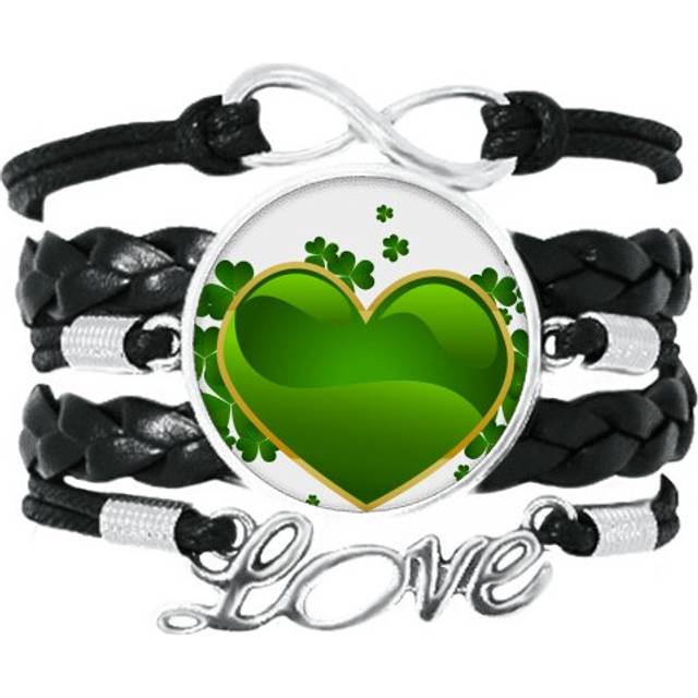 heart ireland st.patrick's day bracelet love accessory twisted leather knitting  wristband