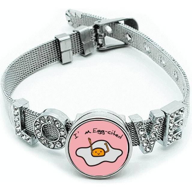 Egg Excited Yolk Mood Art Deco  Fashion Bracelet Wristband Crystal Love Adjustable Bangle