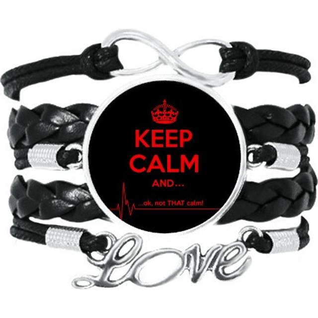 quote keep calm red black bracelet love accessory twisted leather knitting wristband