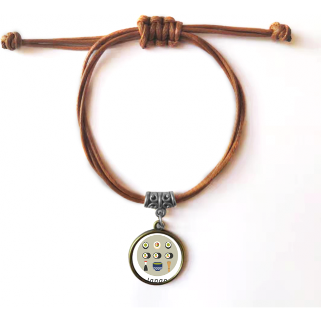traditional japanese local food sushi bracelet leather hide  wristband brown jewelry