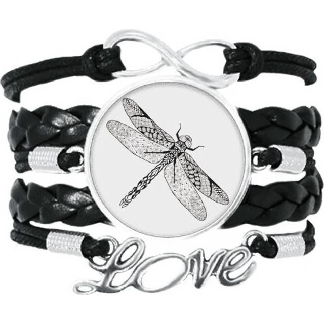dragonfly animal portrait sketch bracelet love accessory twisted leather knitting  wristband