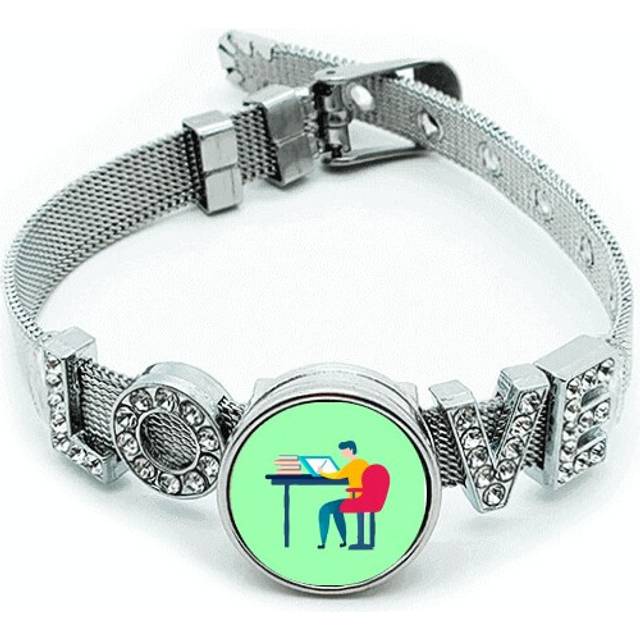 Designer Worked Hard Paint Seriously Bracelet Wristband Crystal Love Adjustable Bangle