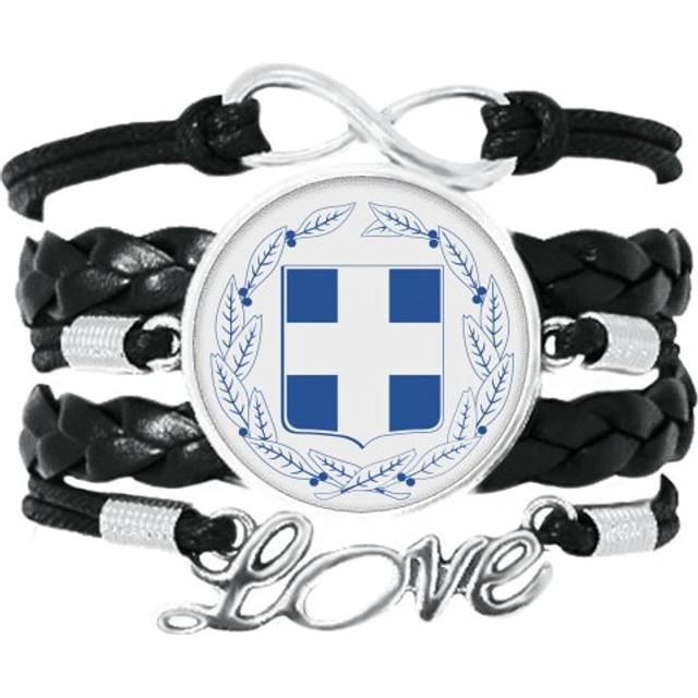 greece eu national emblem bracelet love accessory twisted leather knitting  wristband