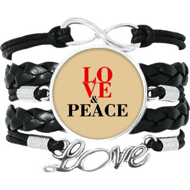 love and peace world no war bracelet love accessory twisted leather knitting  wristband