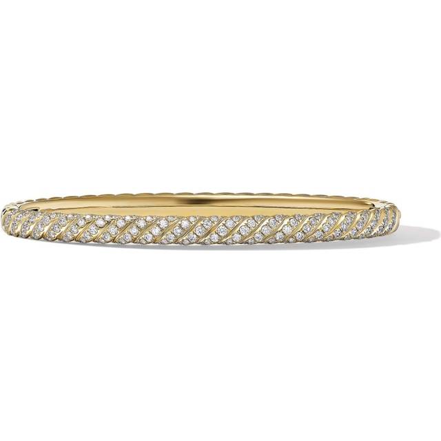 David Yurman - 18kt yellow gold Sculpted Cable bangle diamond bracelet (4.6mm) - women - 18kt Yellow Gold/Diamond - M