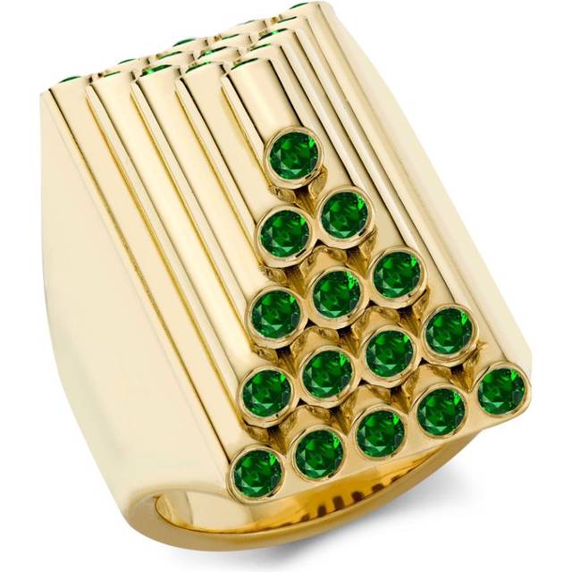 Pragnell - 18kt yellow gold Pyramid Sculptural emerald cocktail ring - women - 18kt Yellow Gold/Emerald - N