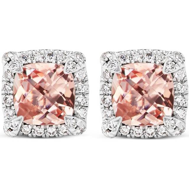 David Yurman - sterling silver Petite Chatelaine pavé bezel stud earrings (5mm) - women - Morganite/Sterling Silver - One Size