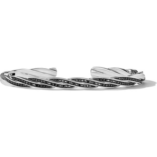 David Yurman - sterling silver DY Helios cuff bracelet (6mm) - men - Black Diamond/Sterling Silver - M