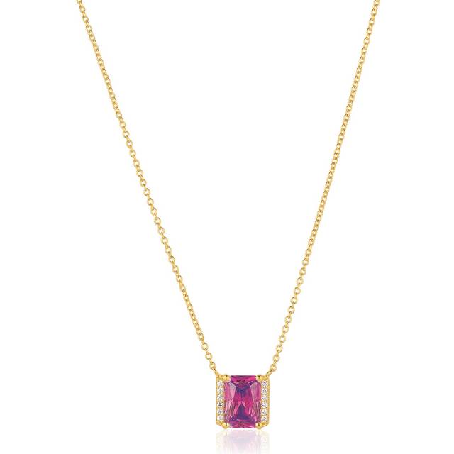 Sif Jakobs Roccanova X-Grande forgyldt halskæde med pink cubic zirkonia