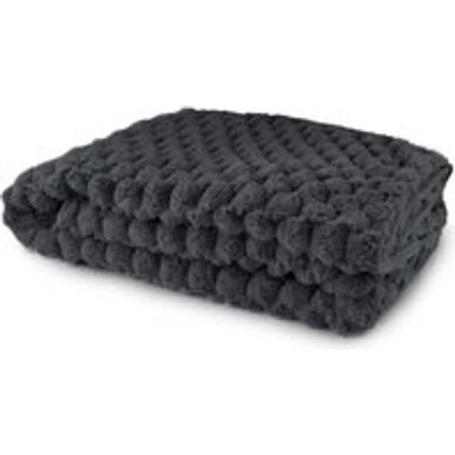 (140x180cm, Black) Emma Barclay Lush Luxurious Faux Rabbit Fur Throw For Sofa Blanket