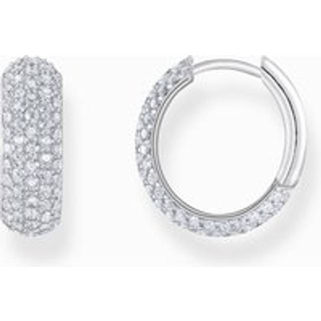 THOMAS SABO Sterling Silver 16mm Zirconia Hoop Earrings CR731-051-14