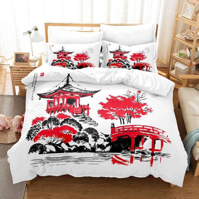 (Style 09, Double(200X200CM/3PCS)) Ink painting Kid Bedding Single Double Duvet Cover