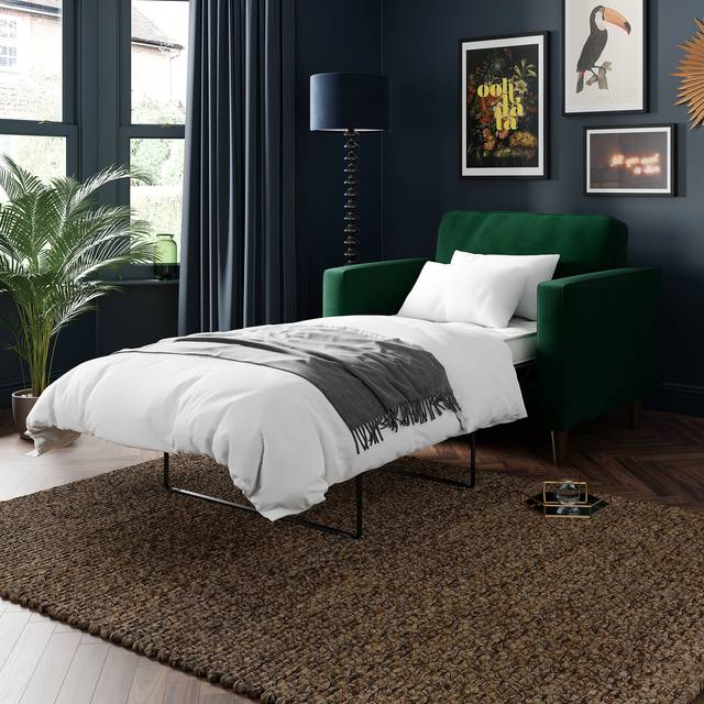 Zoe Velvet Snuggle Single Sofa Bed - Bottle Green