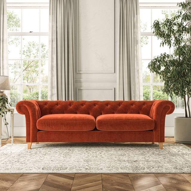Pimlico 4 Seater Sofa - Luxury Velvet Orange Umber