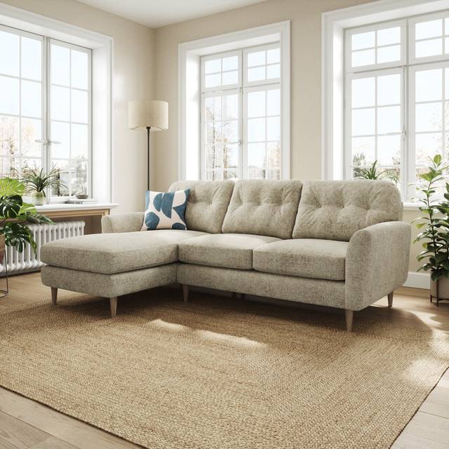 Sven Chunky Chenille Large Corner Chaise Sofa - Mushroom