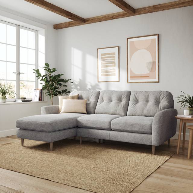 Sven Tonal Weave Large Corner Chaise Sofa - Natural