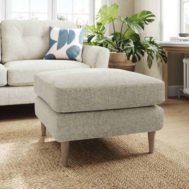 Sven Chunky Chenille Footstool - Silver