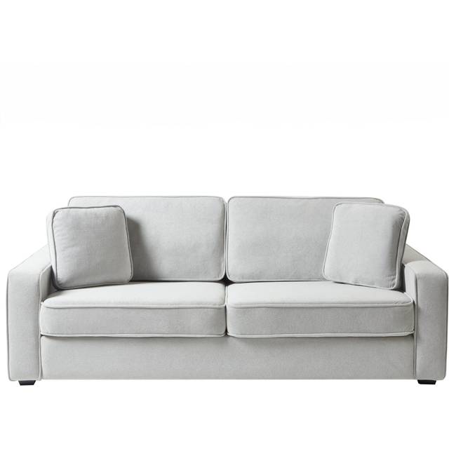 Modern Fabric Sofa 3 Seater Throw Cushions Track Arms Light Grey Falun