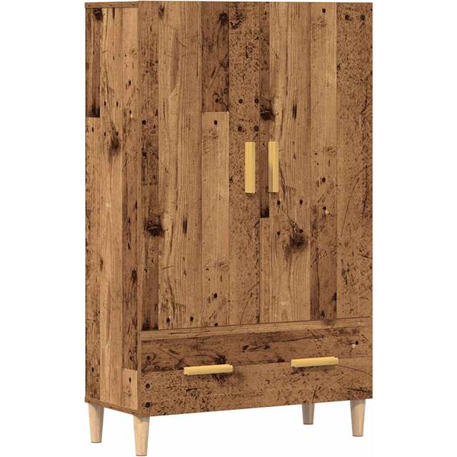 Högskåp åldrat trä 70x31x115 cm konstruerat trä