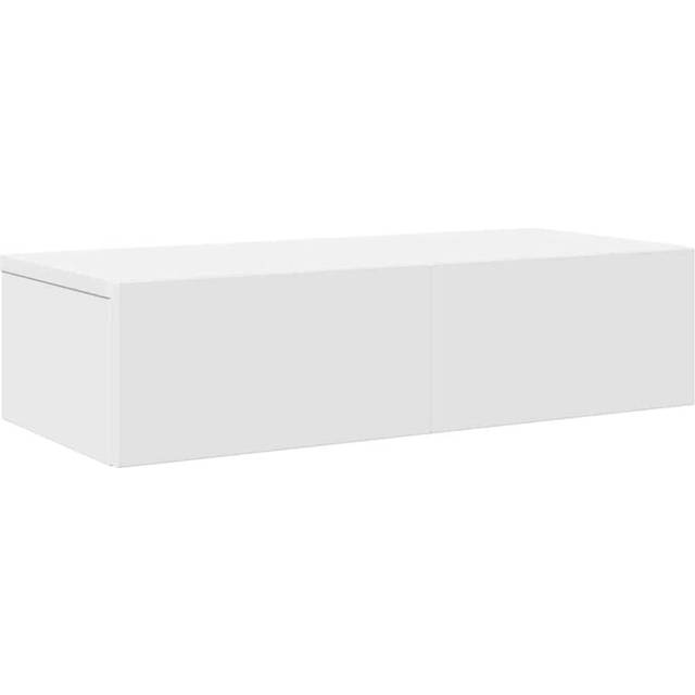 vidaXL Wall Shelf with Drawers White 60x26.5x15 cm Engineered Wood