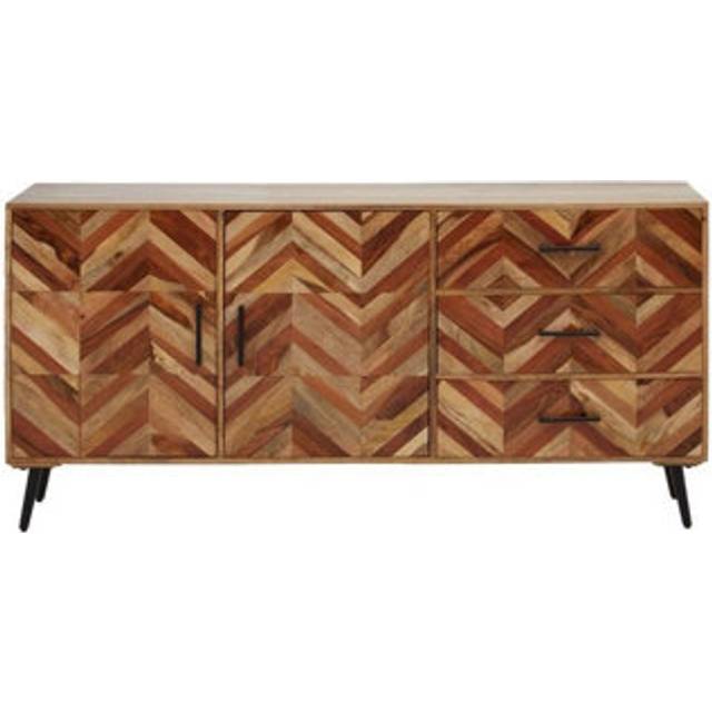 Boho Two Door Sideboard - Mango Metal/Wood - L40 x W170 x H82 cm - Black/Natural
