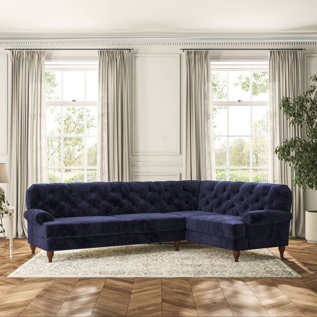 Canterbury 4 Seater Corner Sofa - Luxury Chenille Luxe Navy
