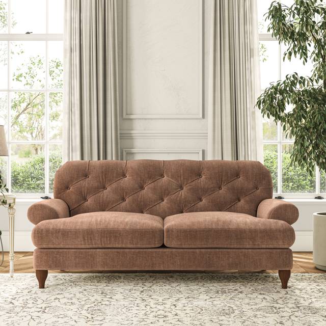 Canterbury 3 Seater Sofa - Tonal Plush Chenille Soft Clay