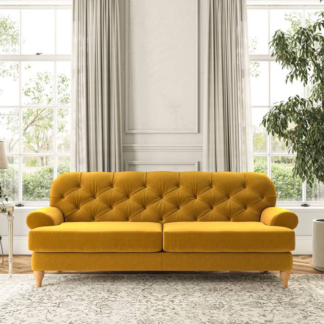 Canterbury Large 3 Seater Sofa - House Velvet Amber Gold