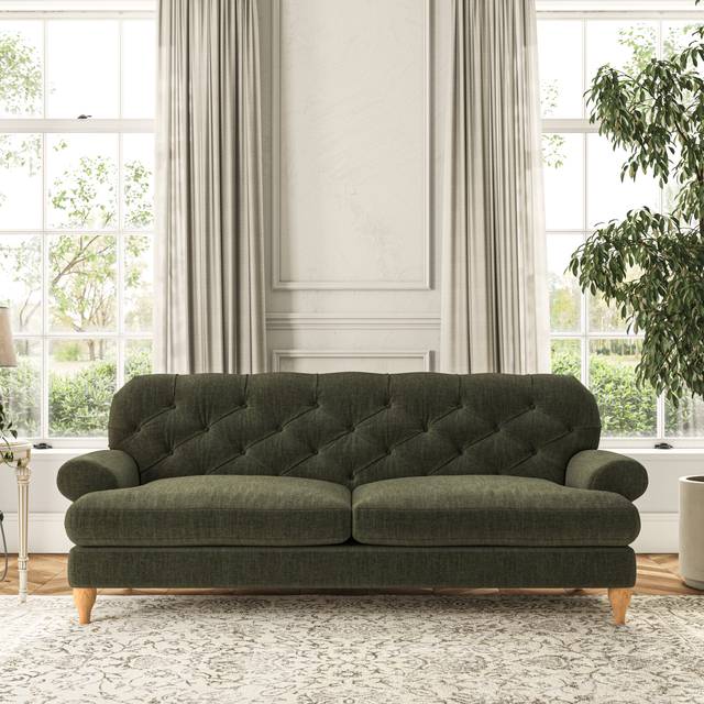 Canterbury Large 3 Seater Sofa - Tonal Plush Chenille Rich Green