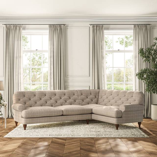 Canterbury 4 Seater Corner Sofa - Check Natural