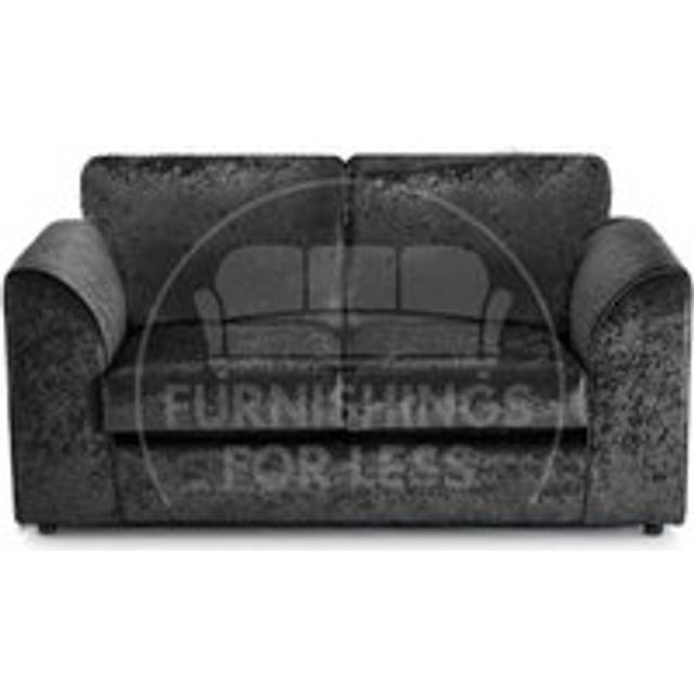 Crystal Crushed Velvet 2 Seater Sofa Full Back Curved Arm - Black - One Size