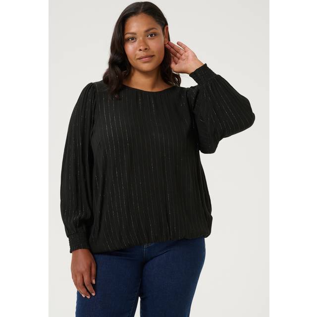 Black Deep Blouse with Puff Sleeves