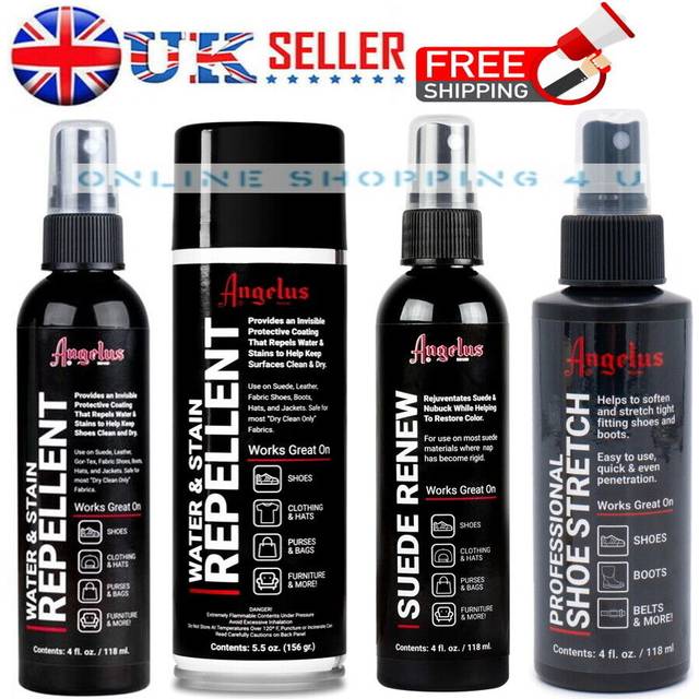 Angelus water stain repellent shoes bag sneaker suede renew polish stretch spray