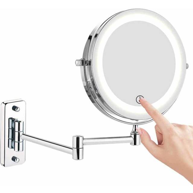 Wall Mounted Makeup Mirror, 10X Magnifying Double Sided LED Lighted Mirror, 360Â¡Ã£ Swivel Extendable Cosmetic Vanity Mirror