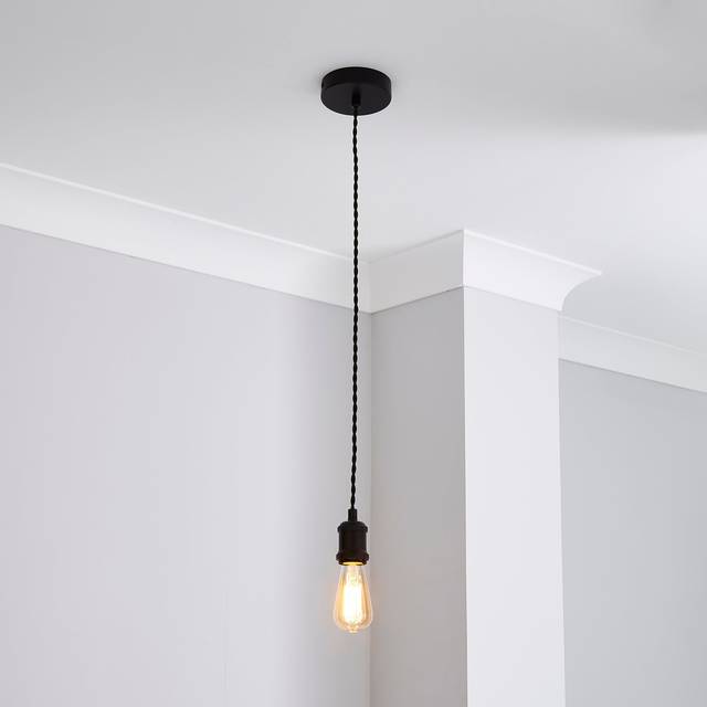 Charlie Industrial Adjustable Pendant Flex Ceiling Light Cable - Black