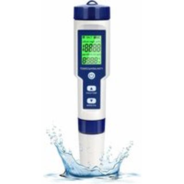 Electronic PH Tester, 5 in 1 Swimming Pool Water Tester with Backlight, PH/TDS/EC/Salinity/Temperature with ATC, High Precision PH Meter with
