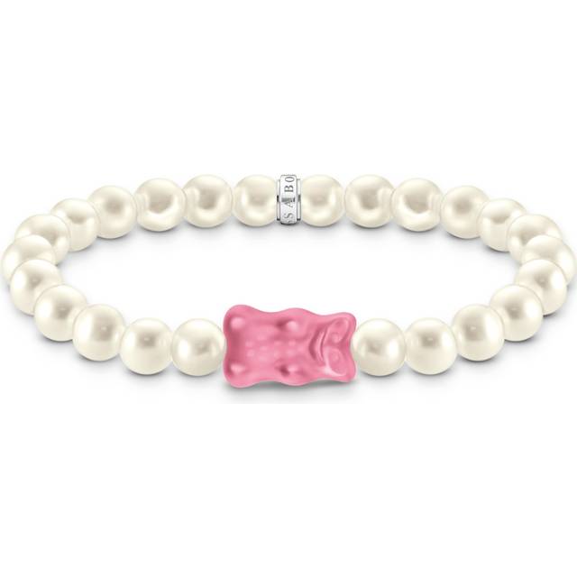 Thomas Sabo A2154-082-9-L17 Goldbären Perlenarmband pink 17 cm
