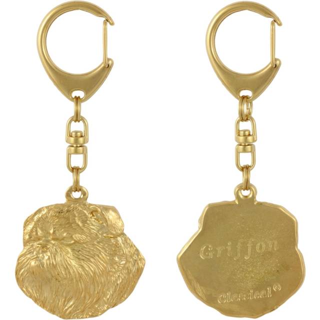 Griffon Bruxellois, Brussels Griffon I - Gilded key ring with dog, handbag decoration, luxury accessory by Art-Dog brand
