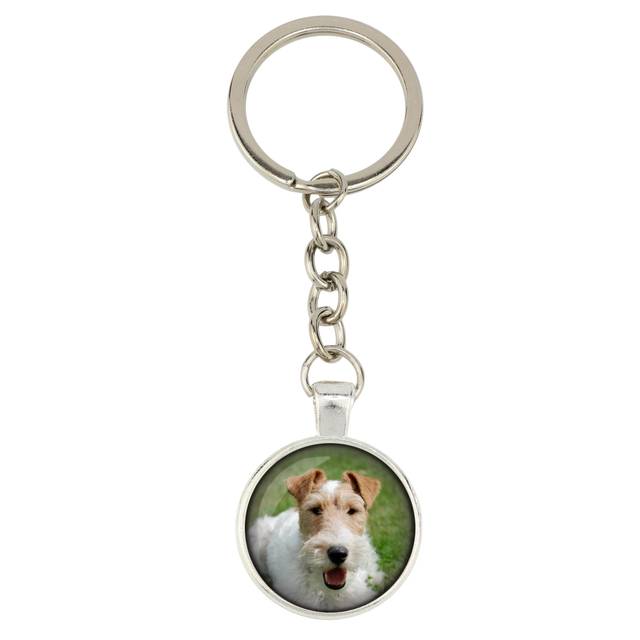 Fox Terrier Wire - keychain with your photo, key decoration, bag pendant from Art-Dog brand silver