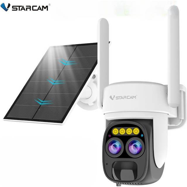Vstarcam 3MP 2K Outdoor Wifi Dual Lens Camera 5X Zoom PTZ Wireless Solar Camera AI Auto Tracking CCTV Surveillance IP Camera Solar Camera