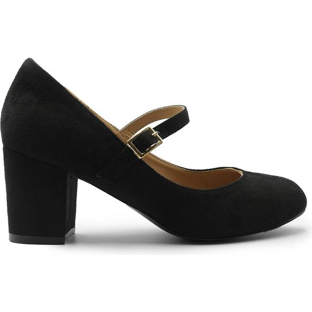 Suede Araceli Extra Wide MaryJane Pumps - Black - Size 4 - Where's That From