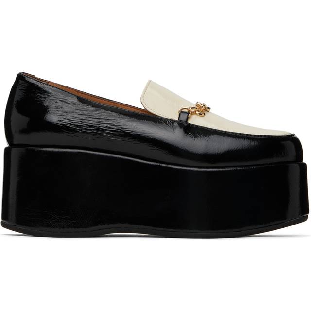 GANNI Black & Off-White Butterfly Chain Platform Loafers - 087 Black/Egret - IT 41