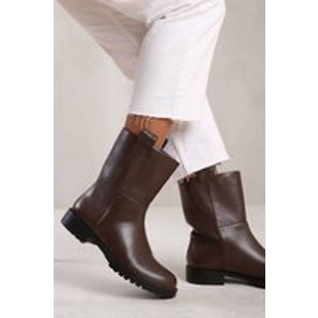 Delta Grain Wide-Fit Mid Calf Boots - Brown - Size 8 - Where's That From