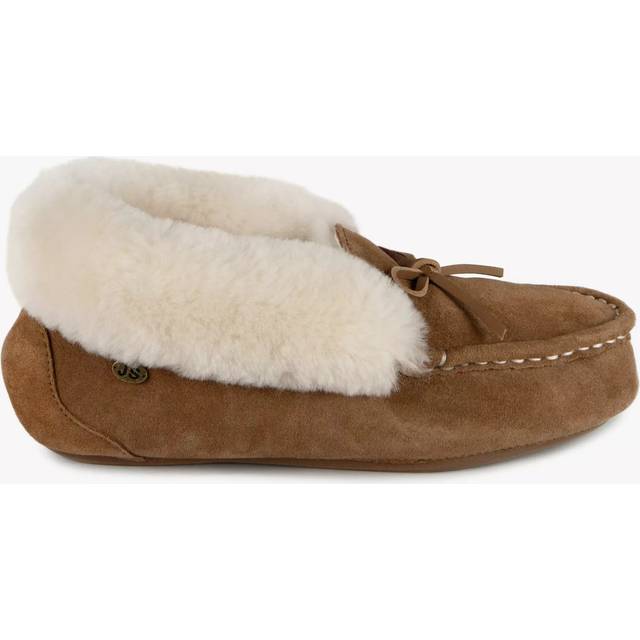 Just Sheepskin Francesca Sheepskin Moccasin Slippers, Chestnut