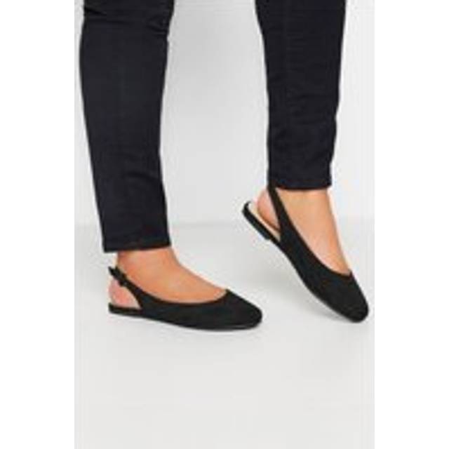Black Faux Suede Slingback Pumps In Extra Wide eee Fit - 6EEE