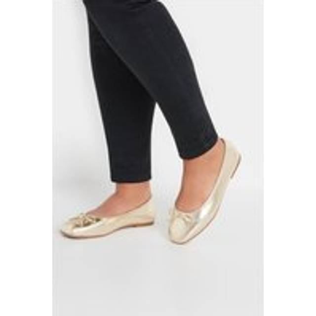 Gold Metallic Ballerina Pumps In Extra Wide eee Fit - 5EEE